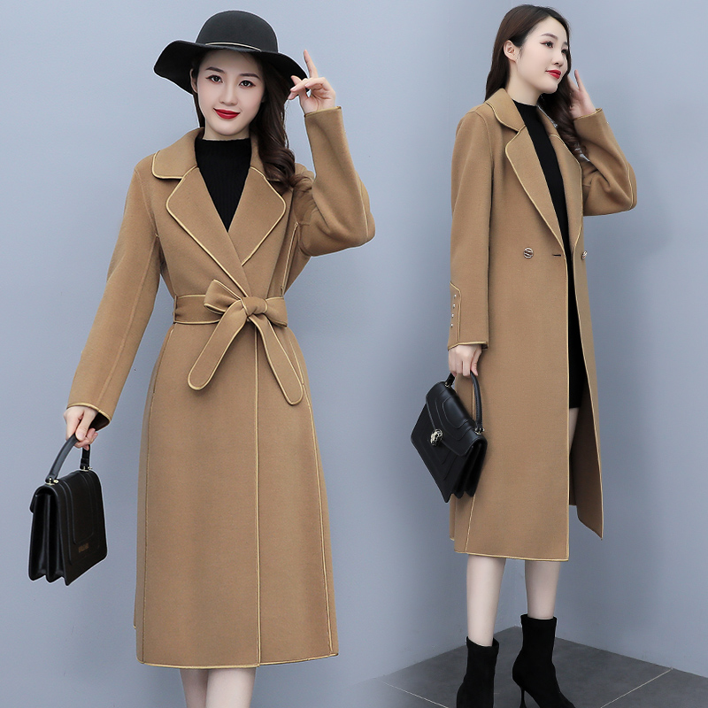 Large quantity of spot promotion2021Autumn and Winter New Double sided Cashmere Hand Sewn Cashmere Coat Coat for Women