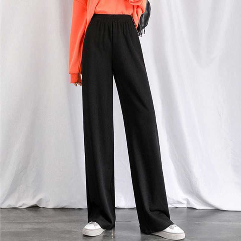 Extra large wide leg pants for women with thick plush and slim drape feel, new autumn and winter straight through, extra fat and loose floor mop pants