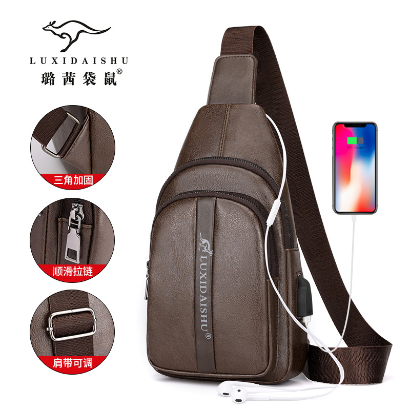 【Cross border hot money】New Luxi Kangaroo Men's Business Chest Bag Casual shoulder bag, crossbody backpack, bag