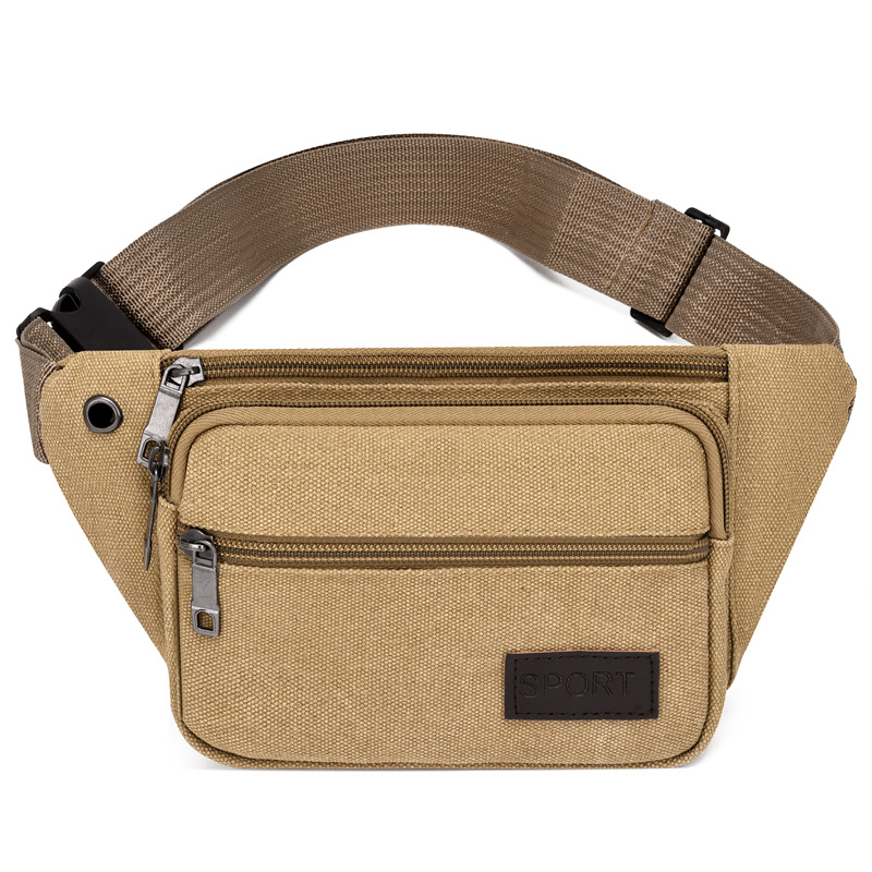 New waist bag for men and women, multifunctional, large capacity, wear-resistant outdoor sports phone wallet, canvas cash register business bag, female