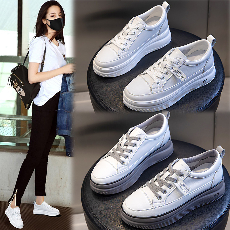 Real leather shoe children2021New Single Shoe Women's Autumn Flatsole Shoes Shallow Breathable Small White Shoes Women's Heightening Shoe Trend