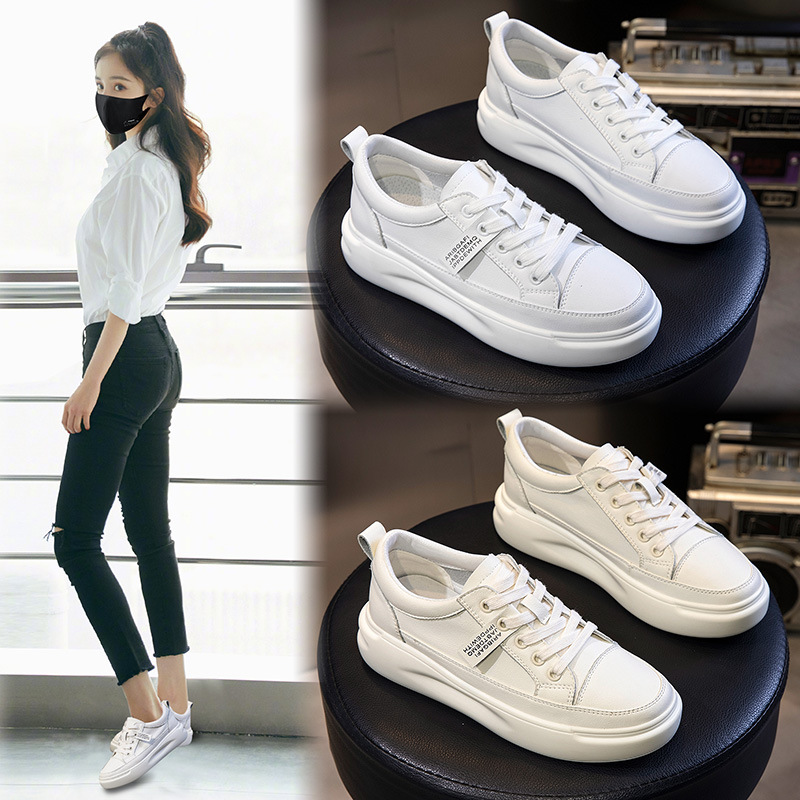 Genuine leather small white shoes2021Autumn Women's Shoes New Large Thick Sole Women's Shoes Sports Women's Flat Shoes Casual Shoes Women's